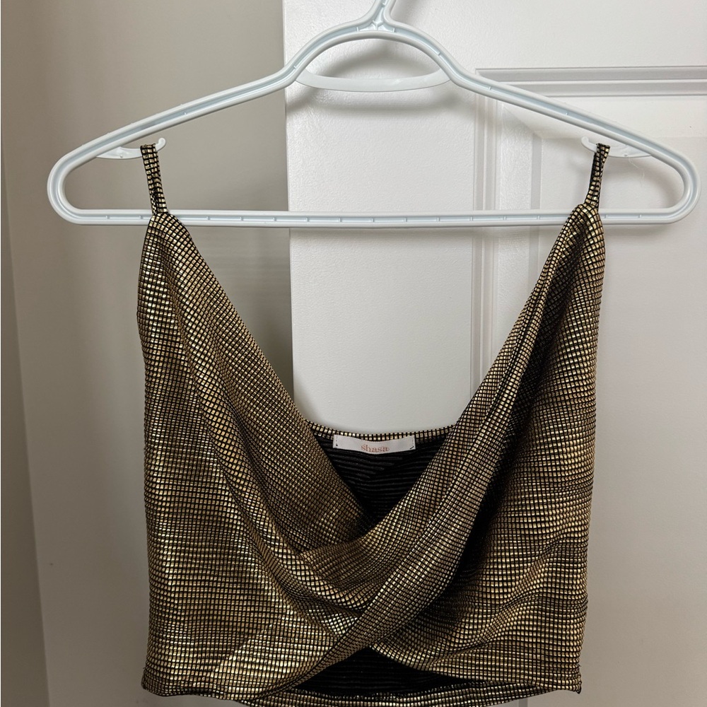 Shasa Gold Checkered Camisole Top